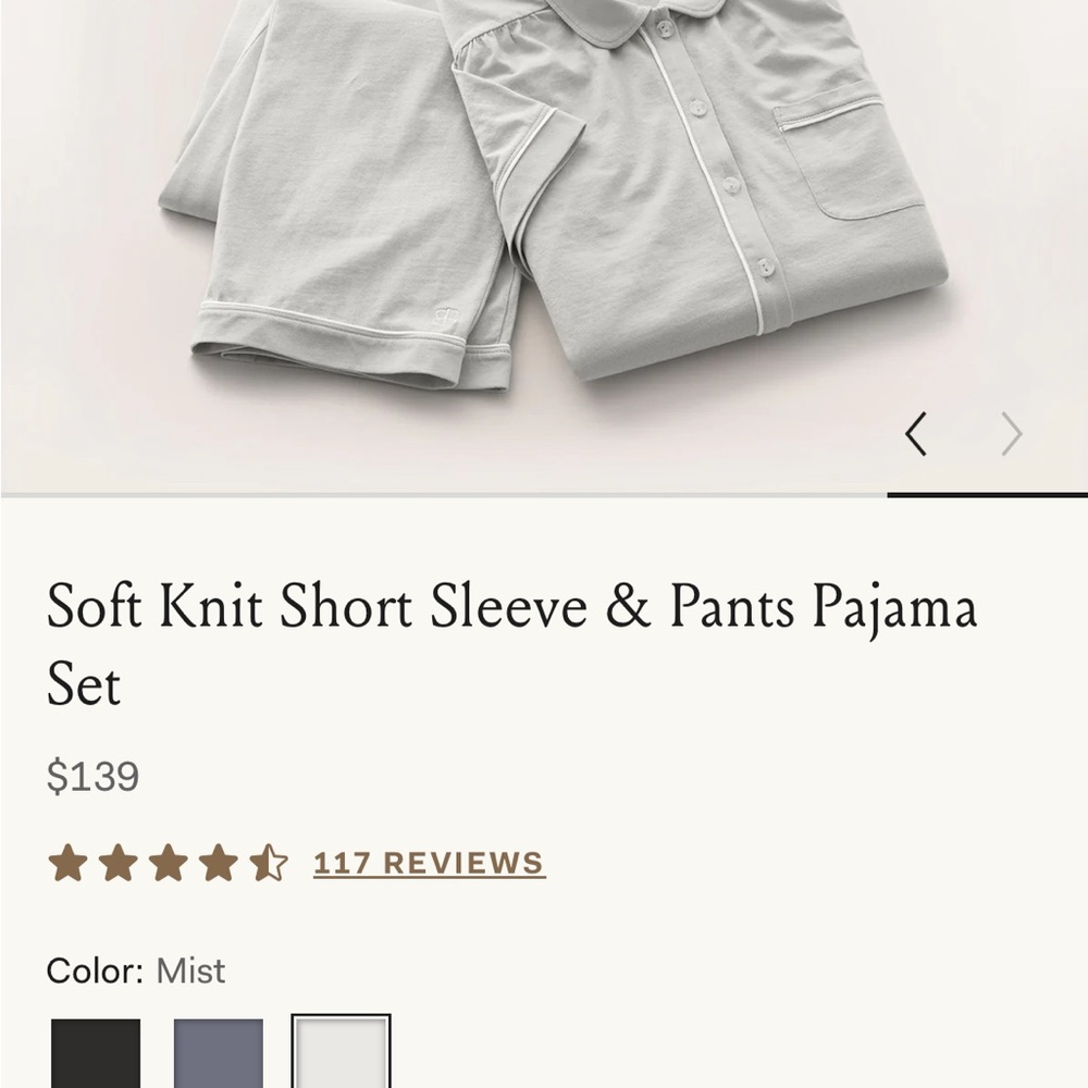 Soft Knit Short Sleeve & Pants Pajama Set - Mist